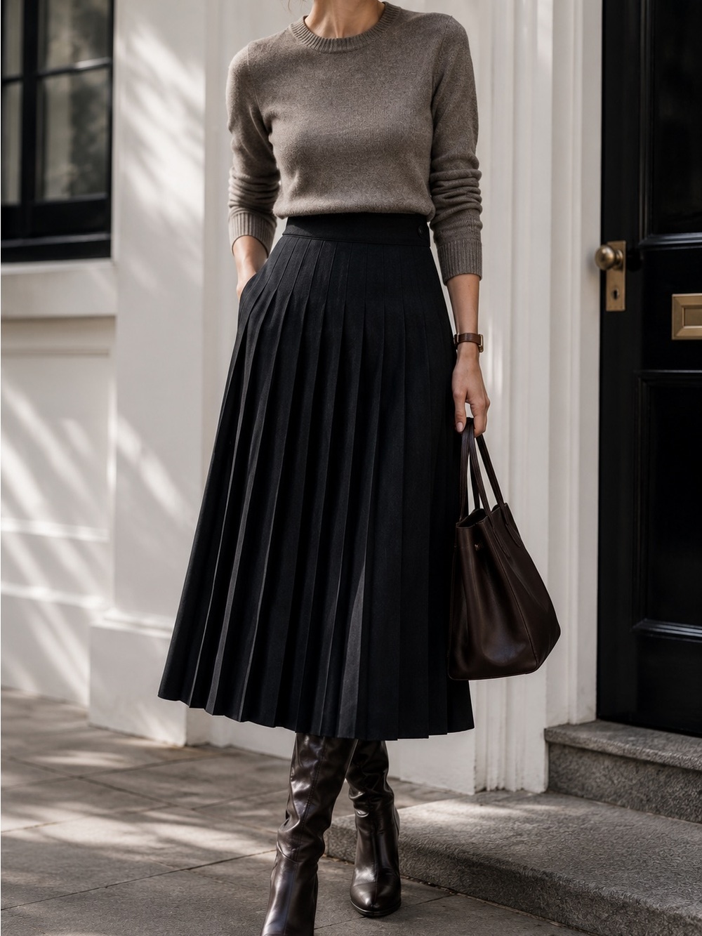 Vintage London Fog Wool Blend Pleated Midi Skirt • Size 10